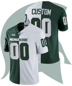 Custom Michigan State Spartans White Green Split Edition College Football Jersey