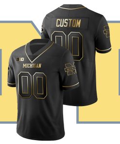Custom Michigan Wolverines Black College Football Golden Edition Limited Jersey
