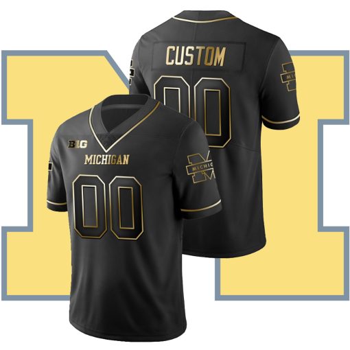 Custom Michigan Wolverines Black College Football Golden Edition Limited Jersey