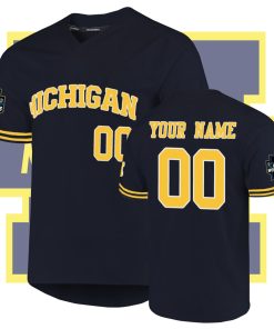 Custom Michigan Wolverines Navy 2019 Baseball College World Series Jersey