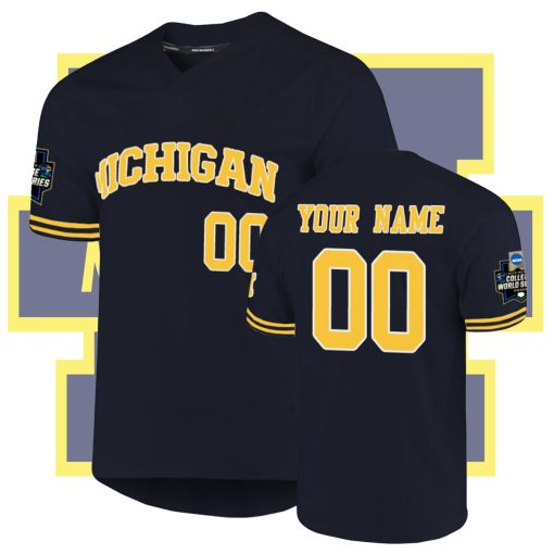 Custom Michigan Wolverines Navy 2019 Baseball College World Series Jersey