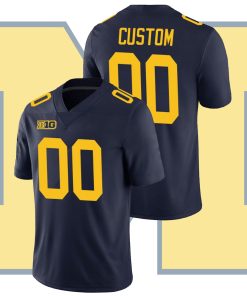 Custom Michigan Wolverines Navy College Football Home Game Jersey