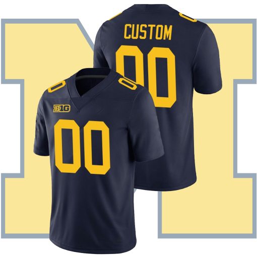 Custom Michigan Wolverines Navy College Football Home Game Jersey
