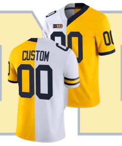 Custom Michigan Wolverines Split Limited Edition Jersey White Maize