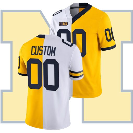 Custom Michigan Wolverines Split Limited Edition Jersey White Maize