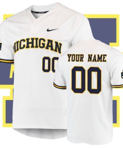 Custom Michigan Wolverines White 2019 Baseball College World Series Jersey