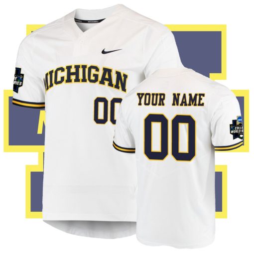 Custom Michigan Wolverines White 2019 Baseball College World Series Jersey