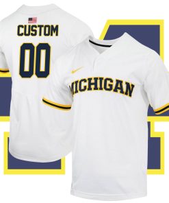 Custom Michigan Wolverines White Jersey College Baseball