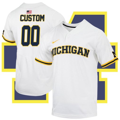 Custom Michigan Wolverines White Jersey College Baseball