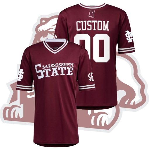 Custom Mississippi State Bulldogs College Baseball Maroon Jersey