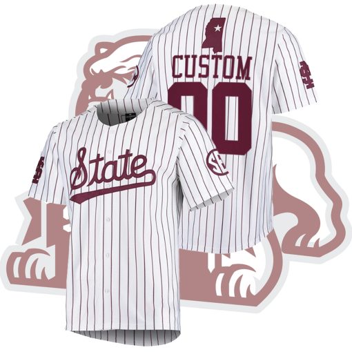 Custom Mississippi State Bulldogs College Baseball White Jersey