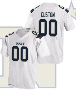 Custom Navy Midshipmen White College Football Jersey
