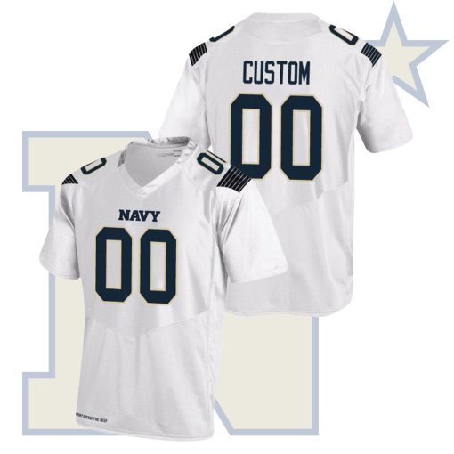 Custom Navy Midshipmen White College Football Jersey