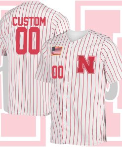 Custom Nebraska Huskers College Baseball Jersey - White