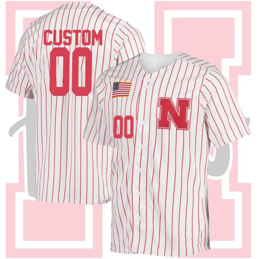 Custom Nebraska Huskers College Baseball Jersey - White