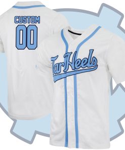 Custom North Carolina Tar Heels Full-Button College Baseball Jersey - White