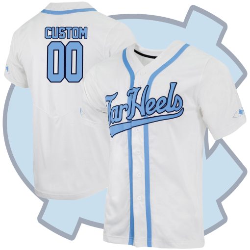 Custom North Carolina Tar Heels Full-Button College Baseball Jersey - White