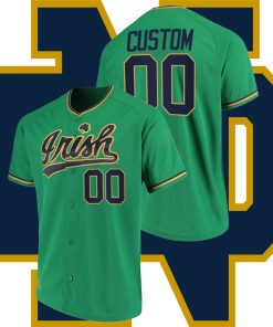 Custom Notre Dame Fighting Irish College Baseball Green Jersey