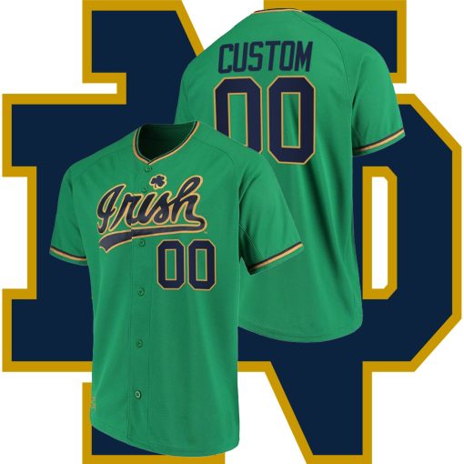 Custom Notre Dame Fighting Irish College Baseball Green Jersey