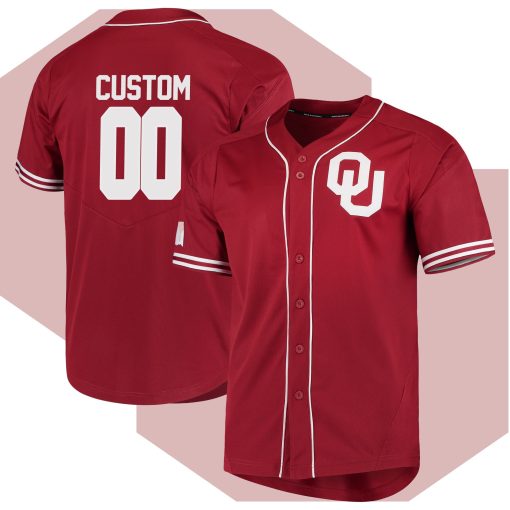 Custom Oklahoma Sooners Vapor Untouchable Elite Full-Button College Baseball Jersey - Crimson