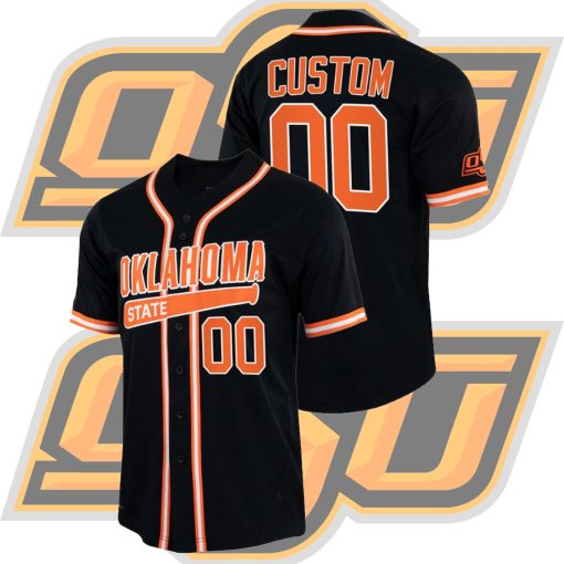 Custom Oklahoma State Cowboys College Baseball Black Jersey