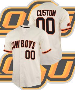 Custom Oklahoma State Cowboys College Baseball Cream Jersey