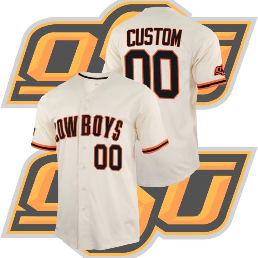 Custom Oklahoma State Cowboys College Baseball Cream Jersey