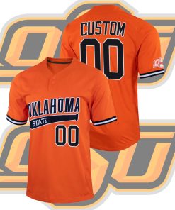 Custom Oklahoma State Cowboys College Baseball Orange Jersey Two-Button