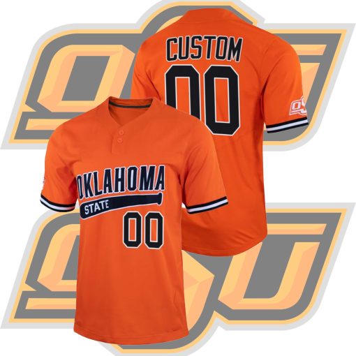 Custom Oklahoma State Cowboys College Baseball Orange Jersey Two-Button