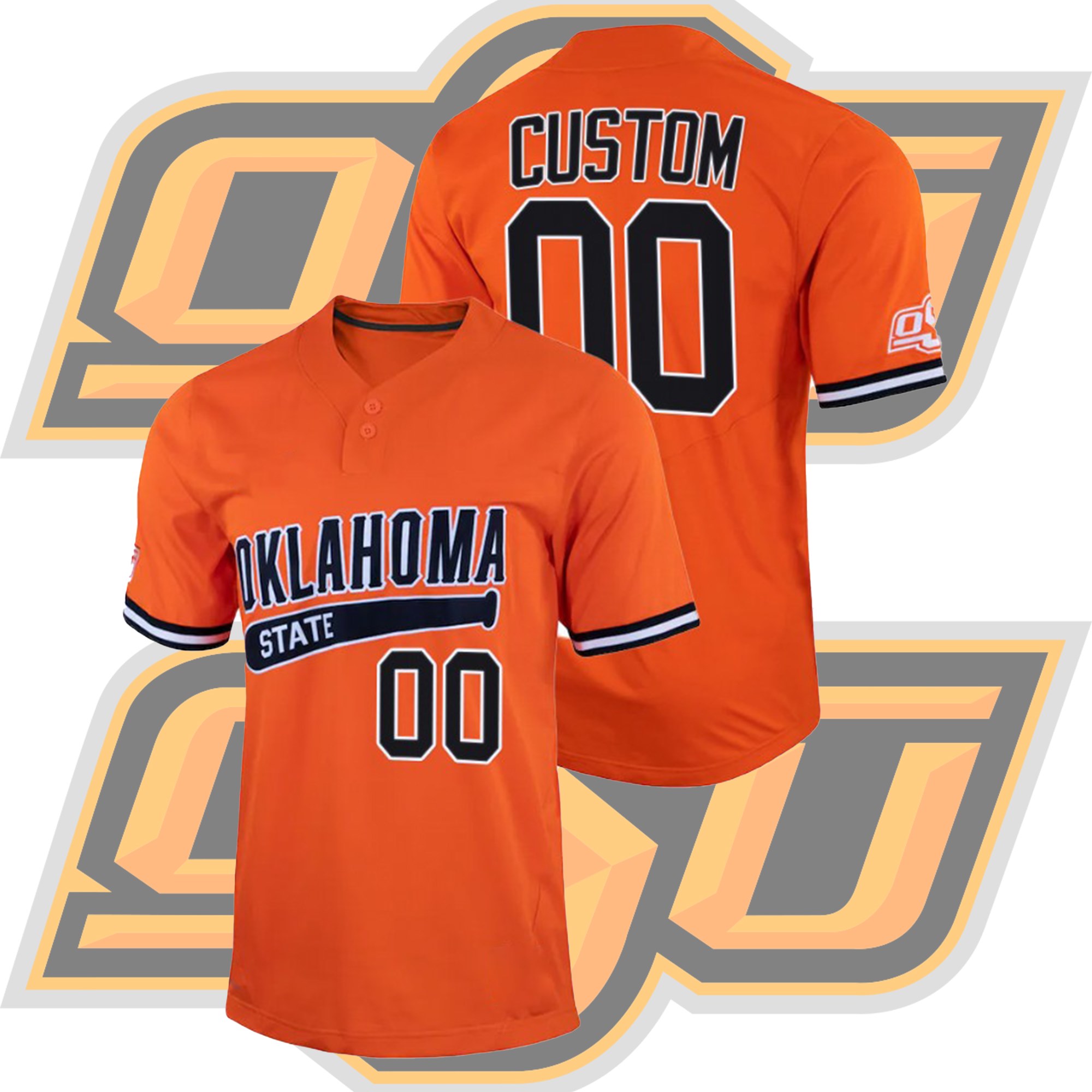 Custom Oklahoma State Cowboys College Baseball Orange Jersey Two-Button Custom Oklahoma State Cowboys College Baseball Orange Jersey Two-Button