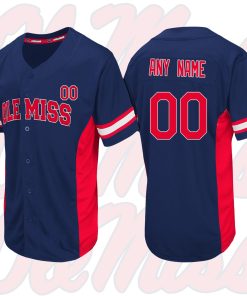 Custom Ole Miss Rebels Navy Blue Strike Zone College Baseball Jersey