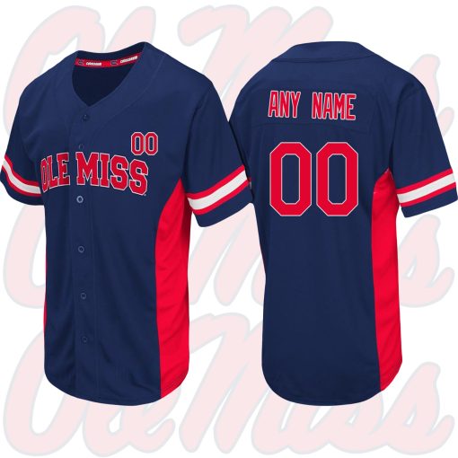 Custom Ole Miss Rebels Navy Blue Strike Zone College Baseball Jersey