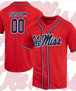 Custom Ole Miss Rebels Vapor Elite Full-Button College Baseball Jersey - Red