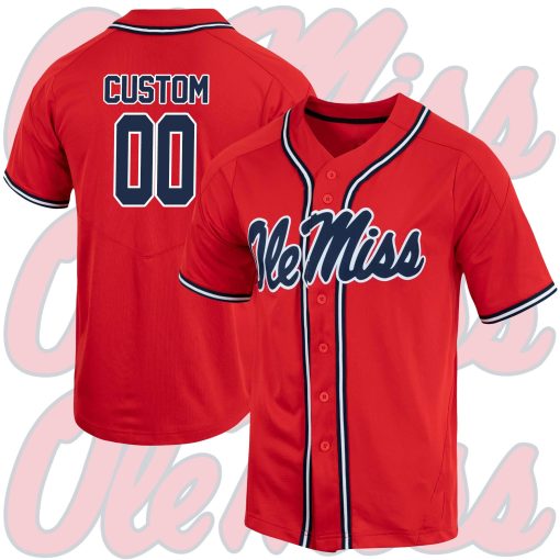 Custom Ole Miss Rebels Vapor Elite Full-Button College Baseball Jersey - Red