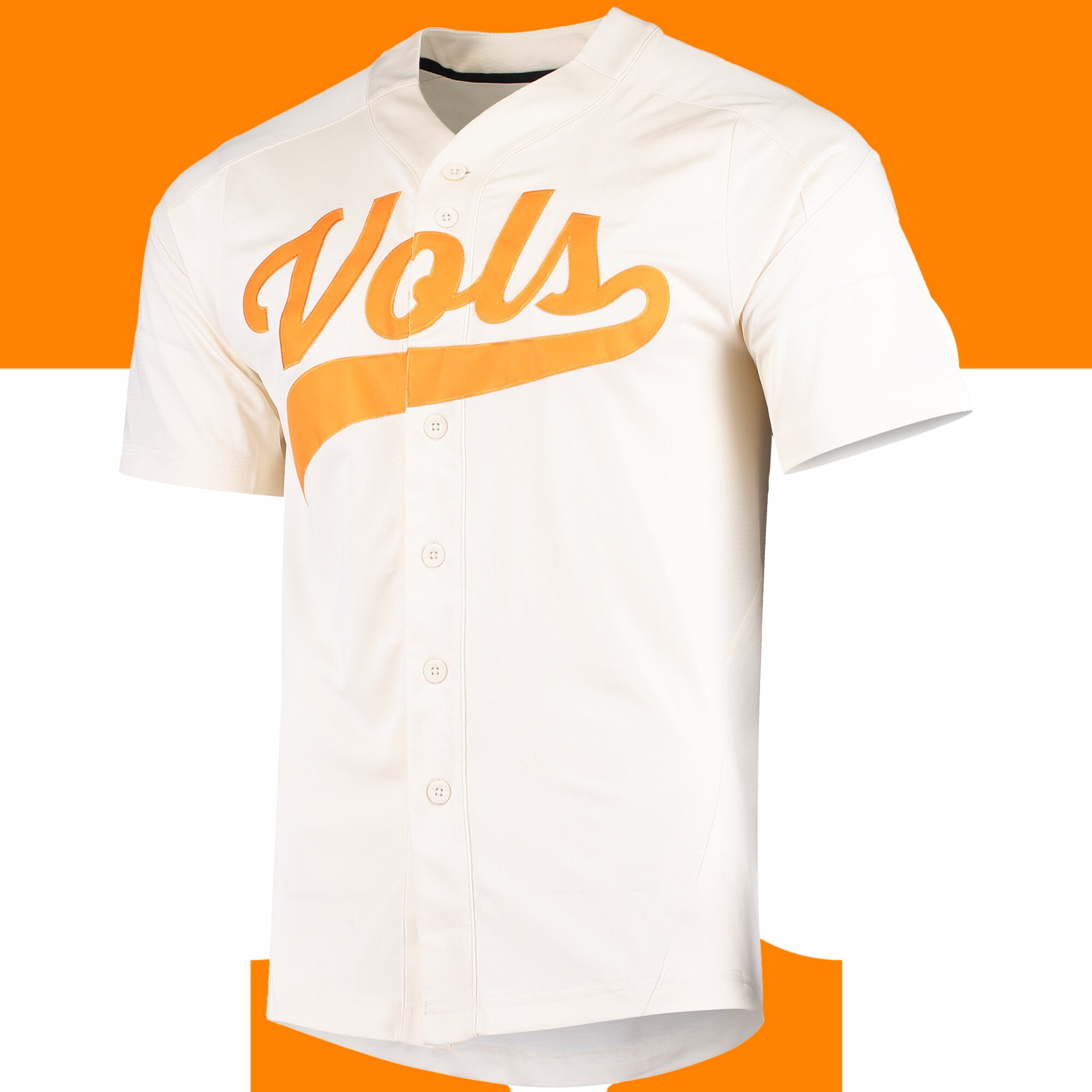 Custom Tennessee Volunteers Full-Button Baseball Jersey - Cream Custom Tennessee Volunteers Full-Button Baseball Jersey - Cream
