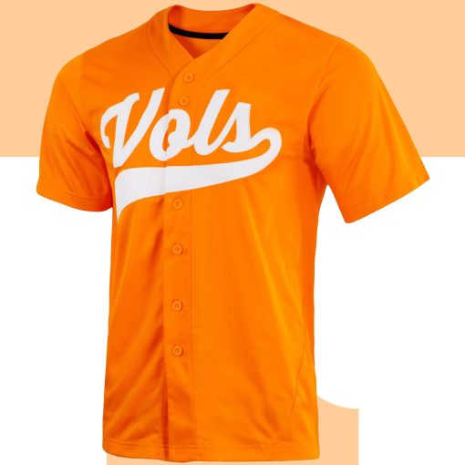 Custom Tennessee Volunteers Full-Button College Baseball Jersey - Orange