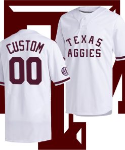 Custom Texas A&M Aggies 2022 College World Series Baseball White Jersey