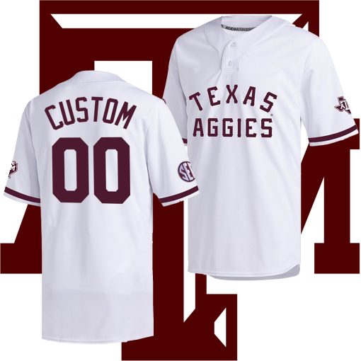 Custom Texas A&M Aggies 2022 College World Series Baseball White Jersey