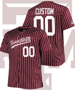 Custom Texas A&M Aggies College Baseball Maroon Stripe Jersey