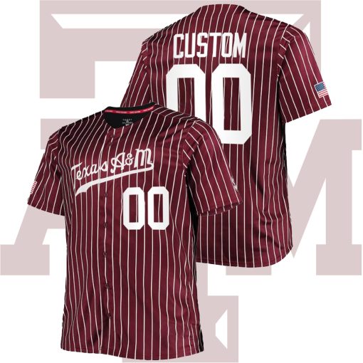 Custom Texas A&M Aggies College Baseball Maroon Stripe Jersey