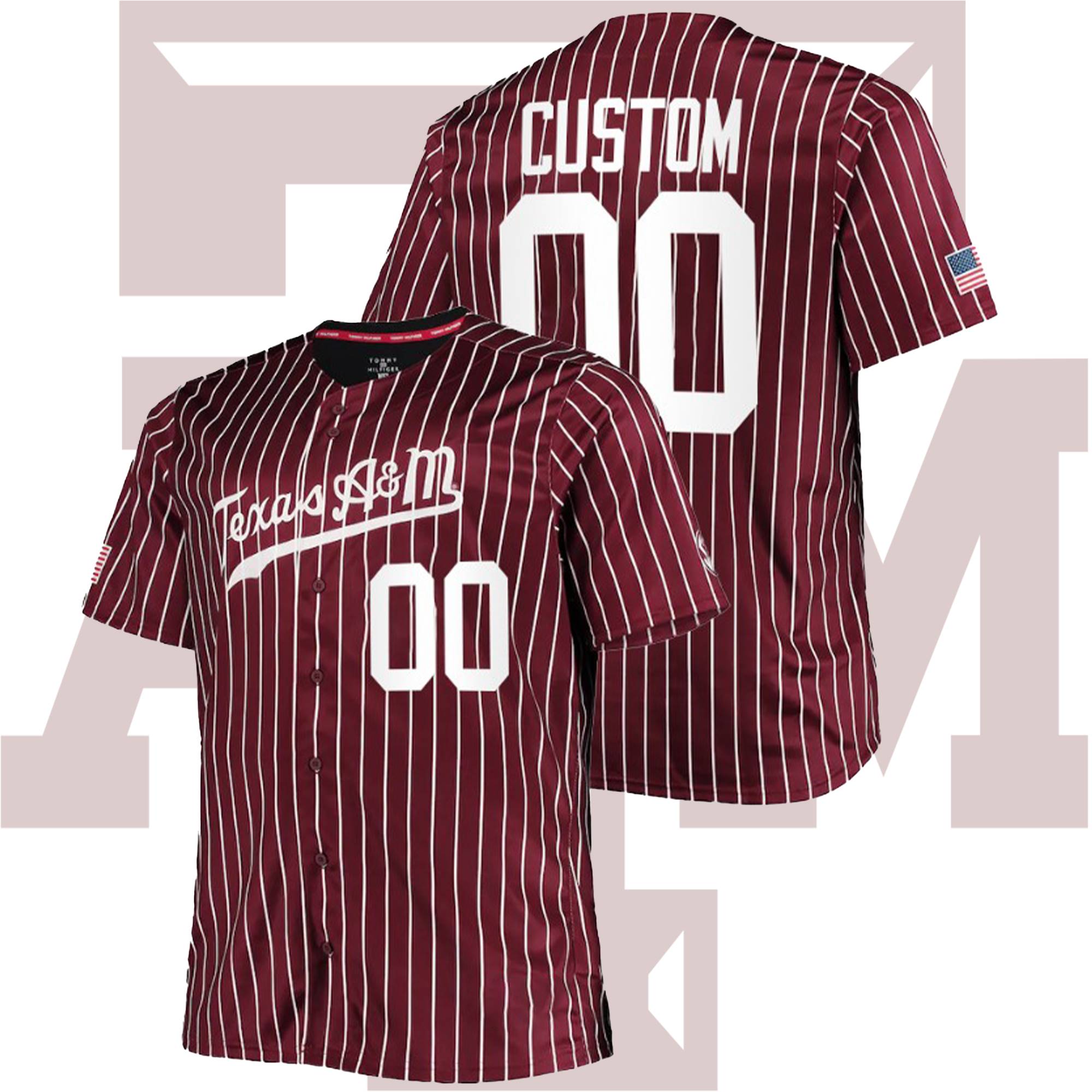 Custom Texas A&M Aggies College Baseball Maroon Stripe Jersey Custom Texas A&M Aggies College Baseball Maroon Stripe Jersey
