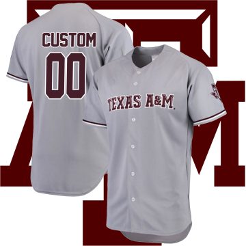 Custom Texas A&M Aggies Gray College Baseball Tournament Team Performance Jersey