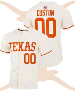 Custom Texas Longhorns College Baseball Natural Jersey Full-Button
