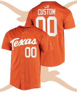 Custom Texas Longhorns College Baseball Orange Jersey Full-Button
