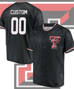 Custom Texas Tech Red Raiders Performance College Baseball Jersey - Black