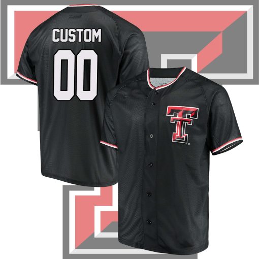 Custom Texas Tech Red Raiders Performance College Baseball Jersey - Black