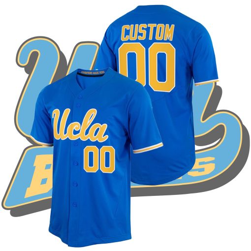 Custom UCLA Bruins College Baseball Royal Jersey Full-Button