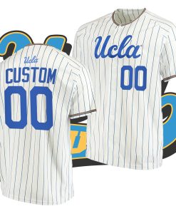 Custom UCLA Bruins White College Baseball Stripes Jersey