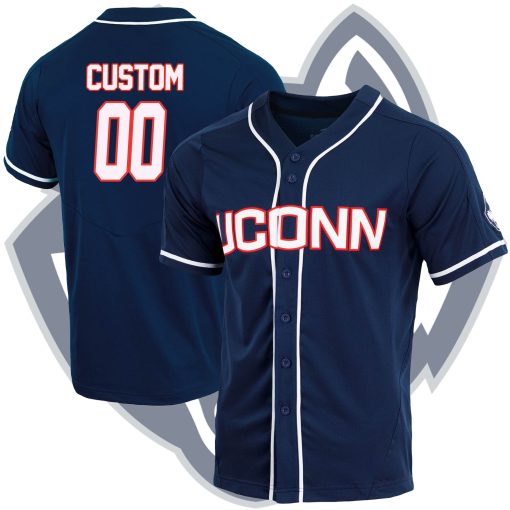 Custom UConn Huskies Navy Jersey College Baseball