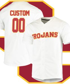 Custom USC Trojans Vapor Untouchable Elite Full Button Jersey College Baseball - White
